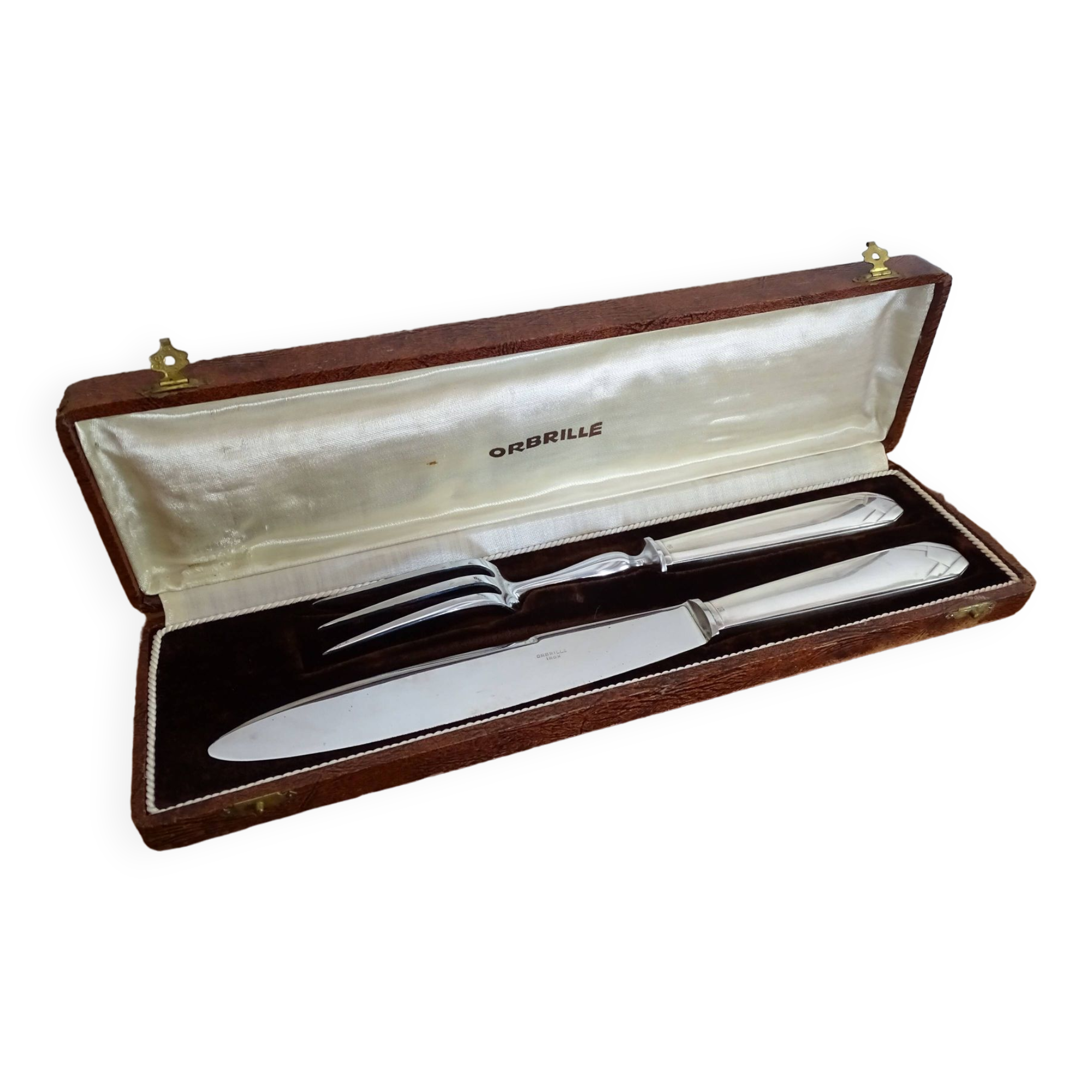 Art Deco cutlery silver metal ORBRILLE 1930 in case