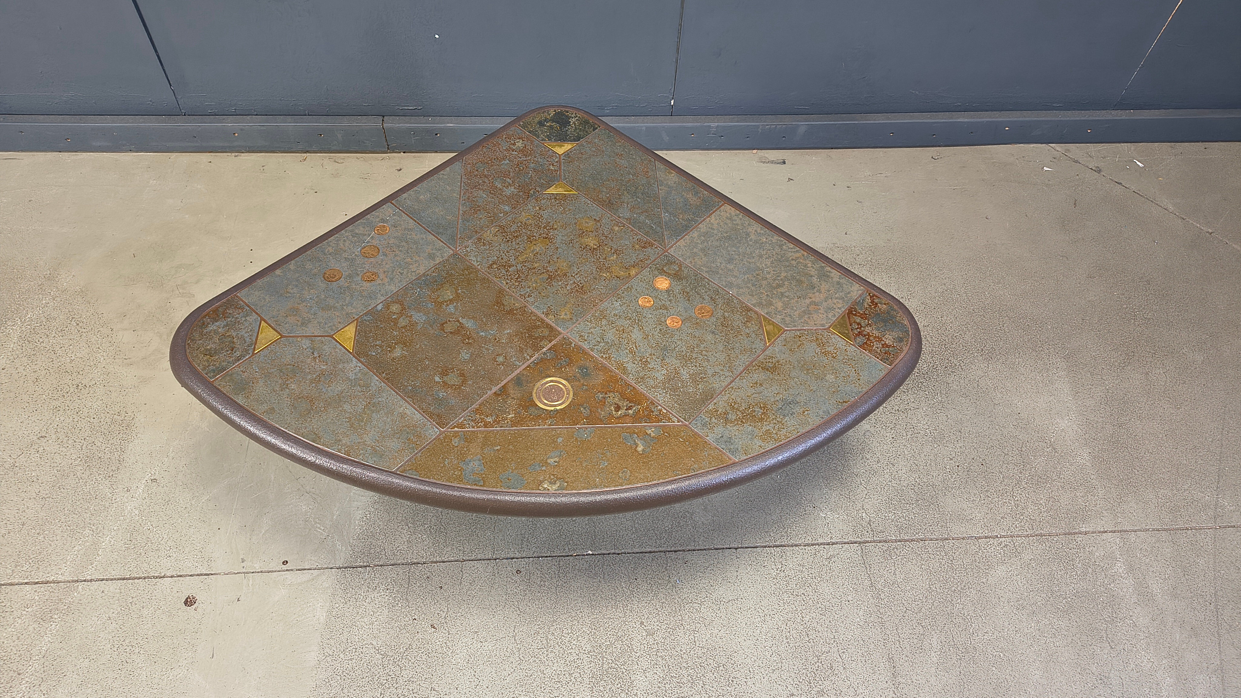 Vintage triangular Kingma style coffee table, 1970s