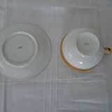 Tasse et sous tasse porcelaine Limoges blanc et or thé café chocolat
