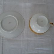 Tasse et sous tasse porcelaine Limoges blanc et or thé café chocolat
