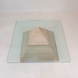 Table basse pyramidale en travertin italien, années 1980