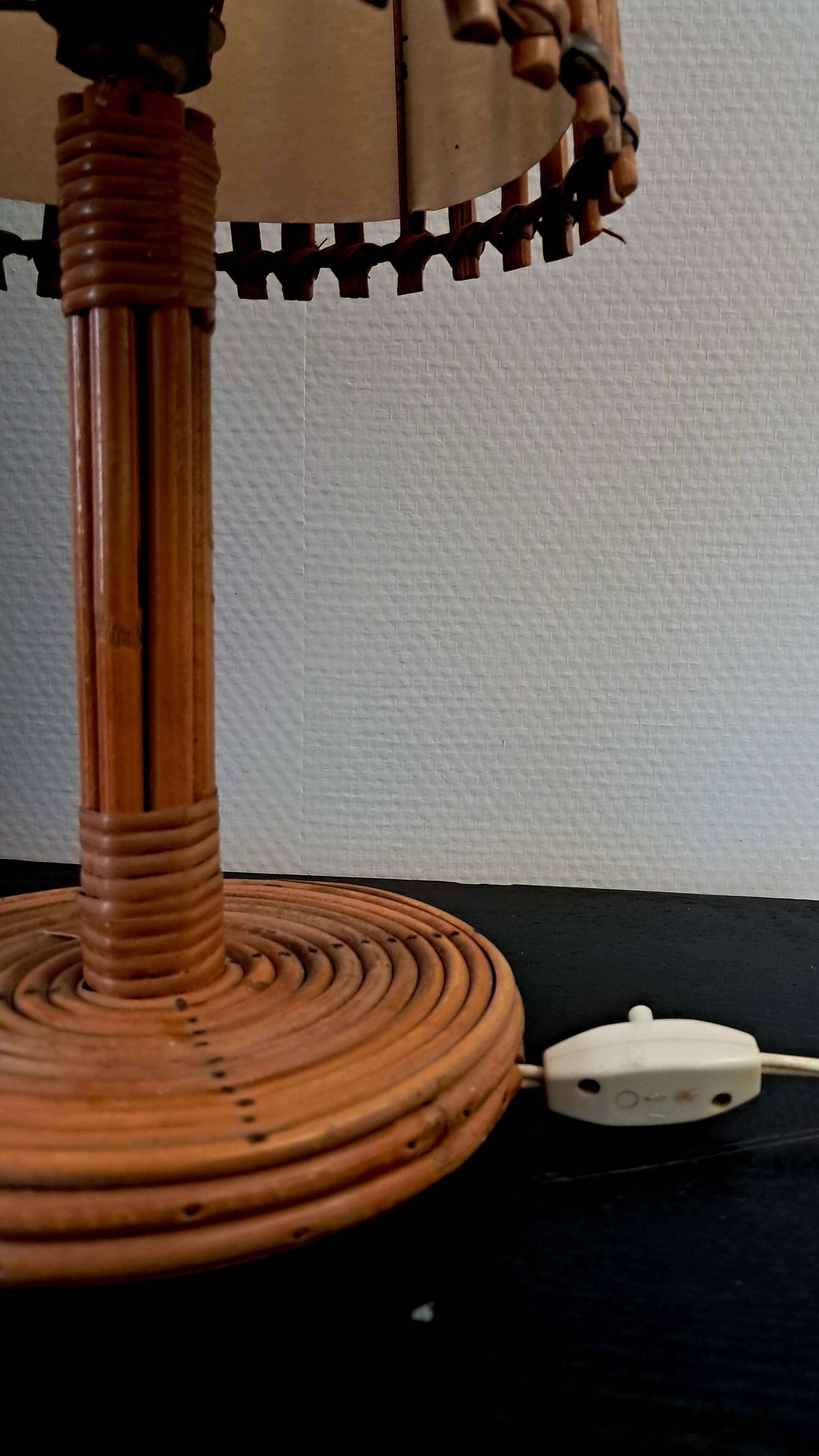 French rattan lamp. Attributed to Louis Sognot.