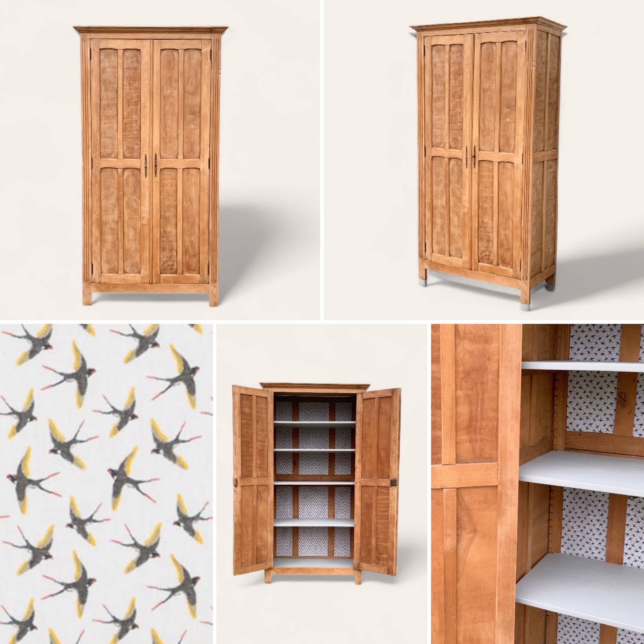 Armoire parisienne panneautée en bois brut, 1930