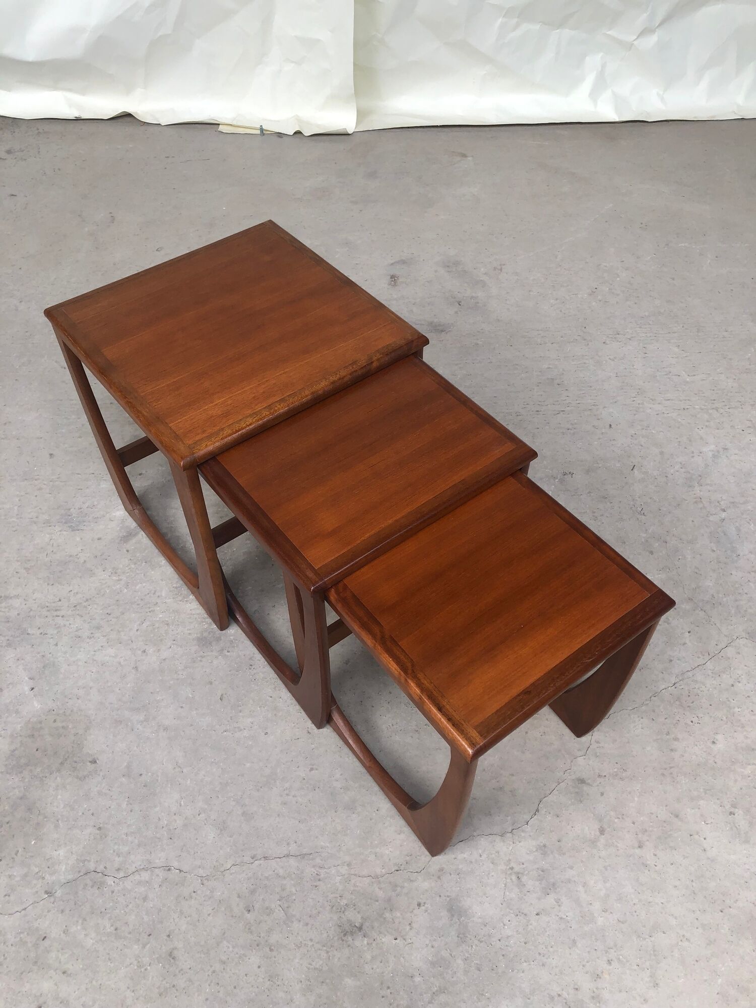 Vtg Mid Century Quadrille Teak Sunelm Nest Of Tables Side Coffee Table Danish
