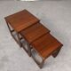 Vtg Mid Century Quadrille Teak Sunelm Nest Of Tables Side Coffee Table Danish