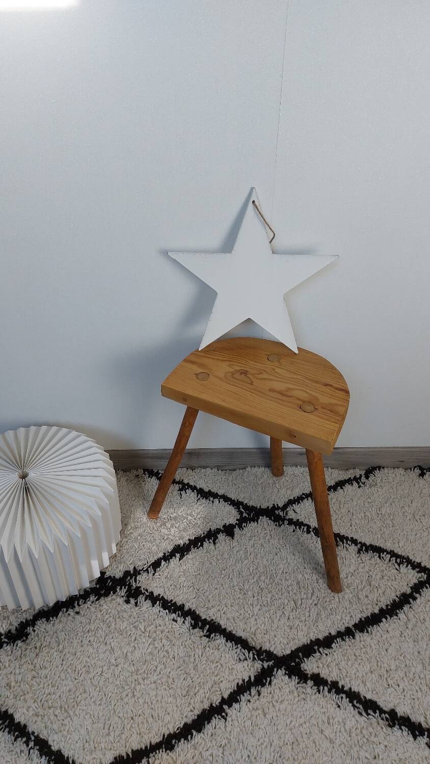 Raw wood tripod stool