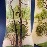 Pair of glass vases decorated with lake landscapes early 20th century LEGRAS