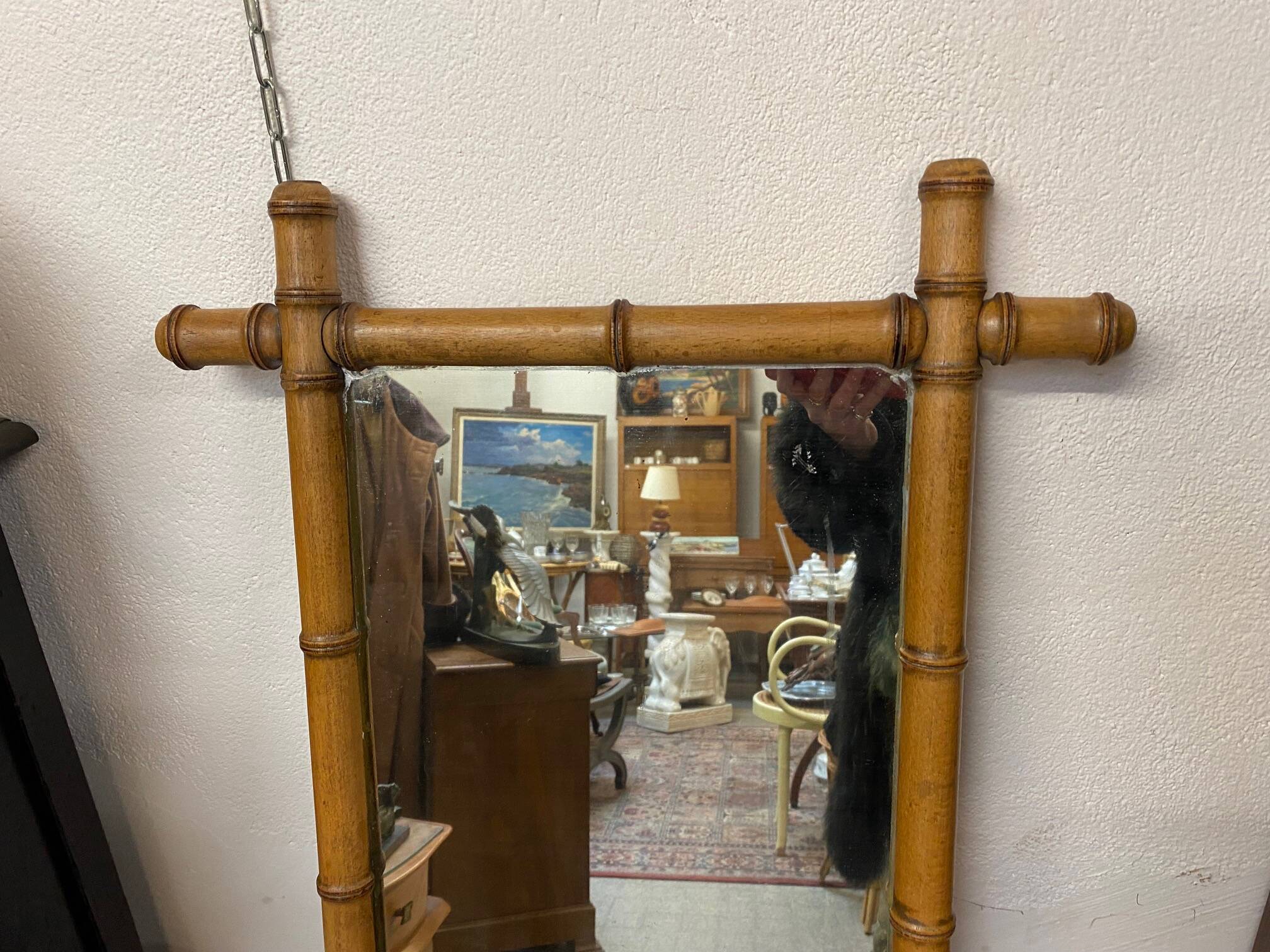 Old bamboo mirror early 20th century to hang