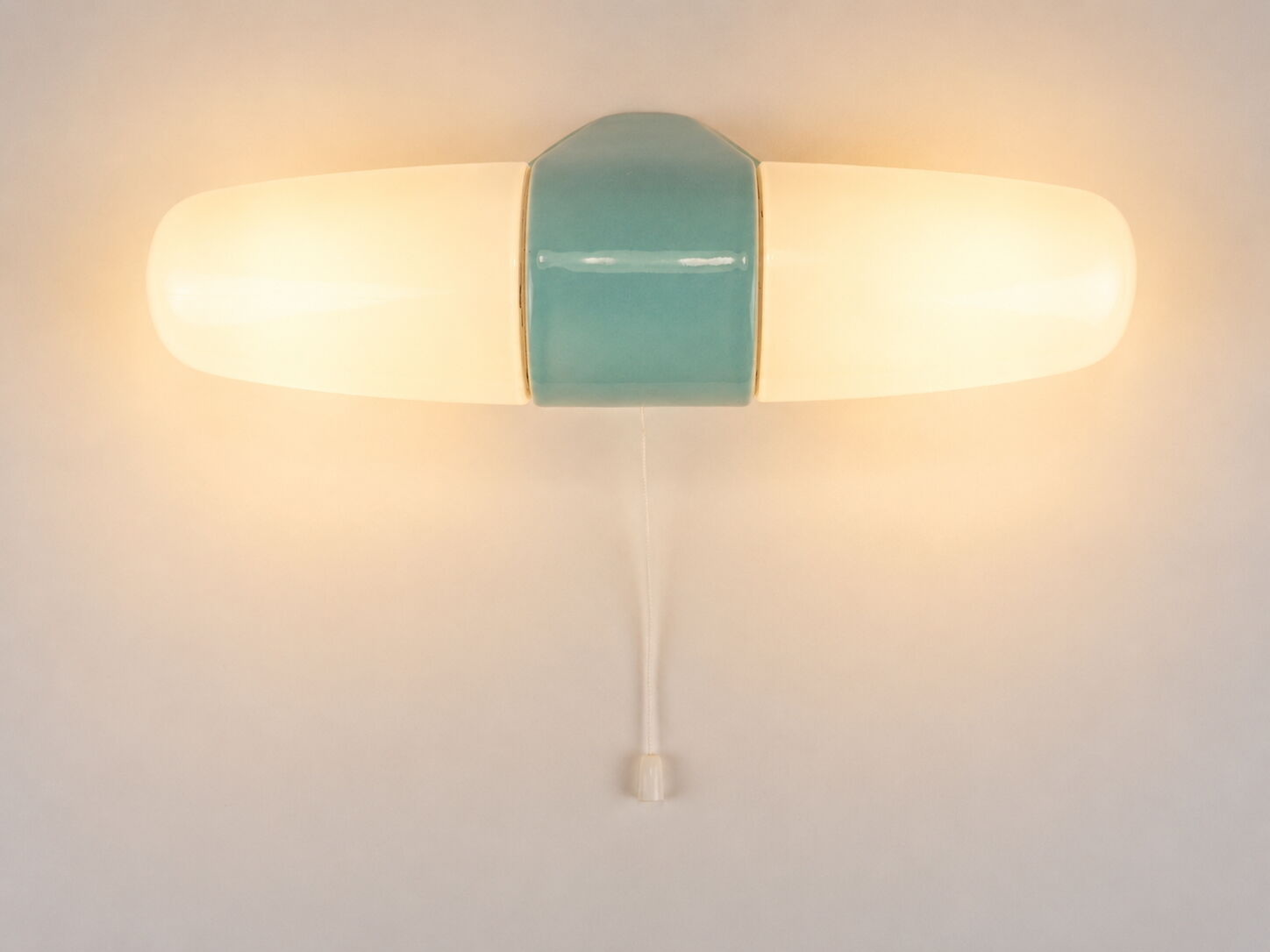Wilhelm Wagenfeld Bauhaus Turquoise Double Sconce Wall Light, Germany, 1950