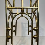 Modernist brass umbrella stand in the style of Joseph Hoffmann