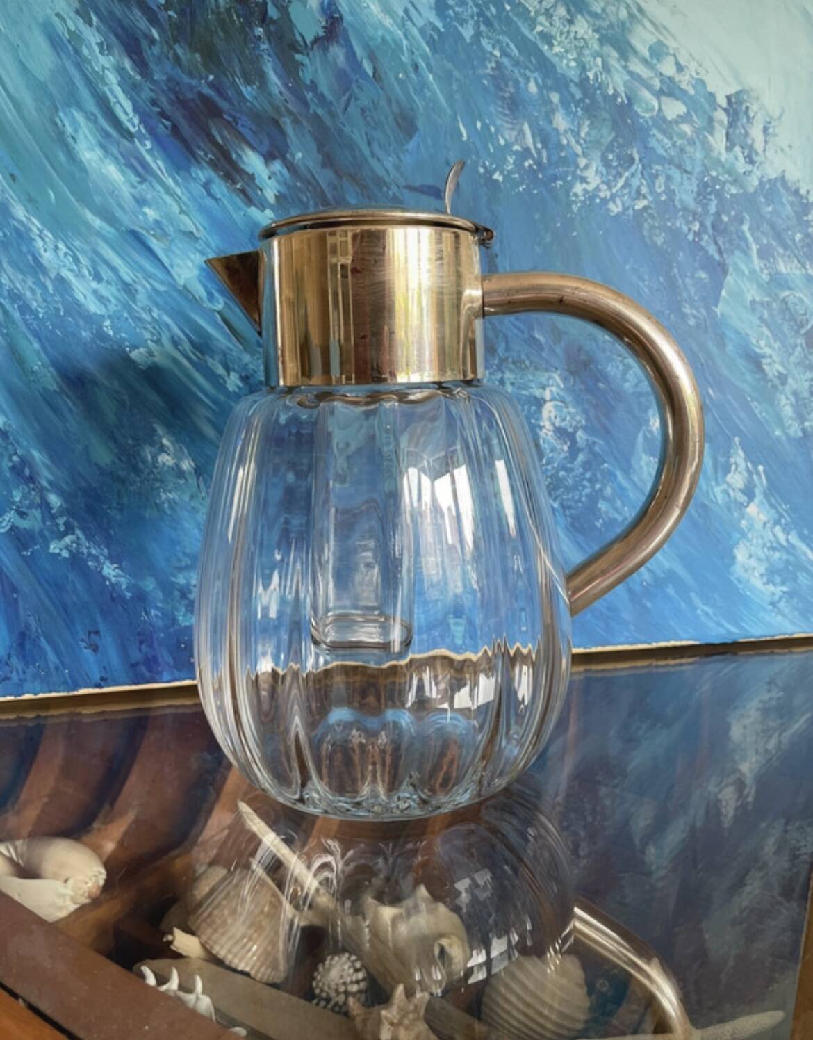 Antique pitcher with ice cooler tube