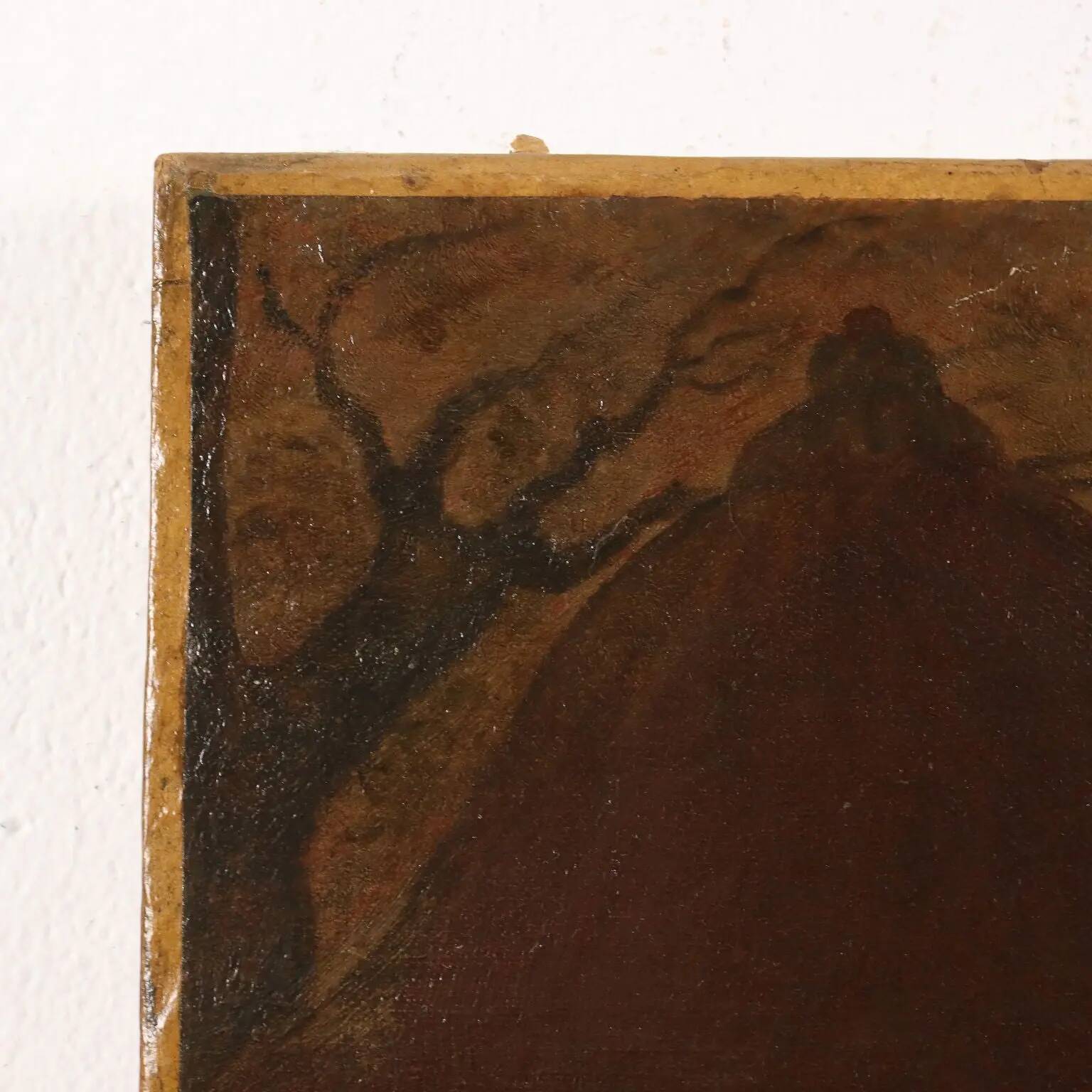 Ancient painting with a historical subject, oil on canvas, 17th century.