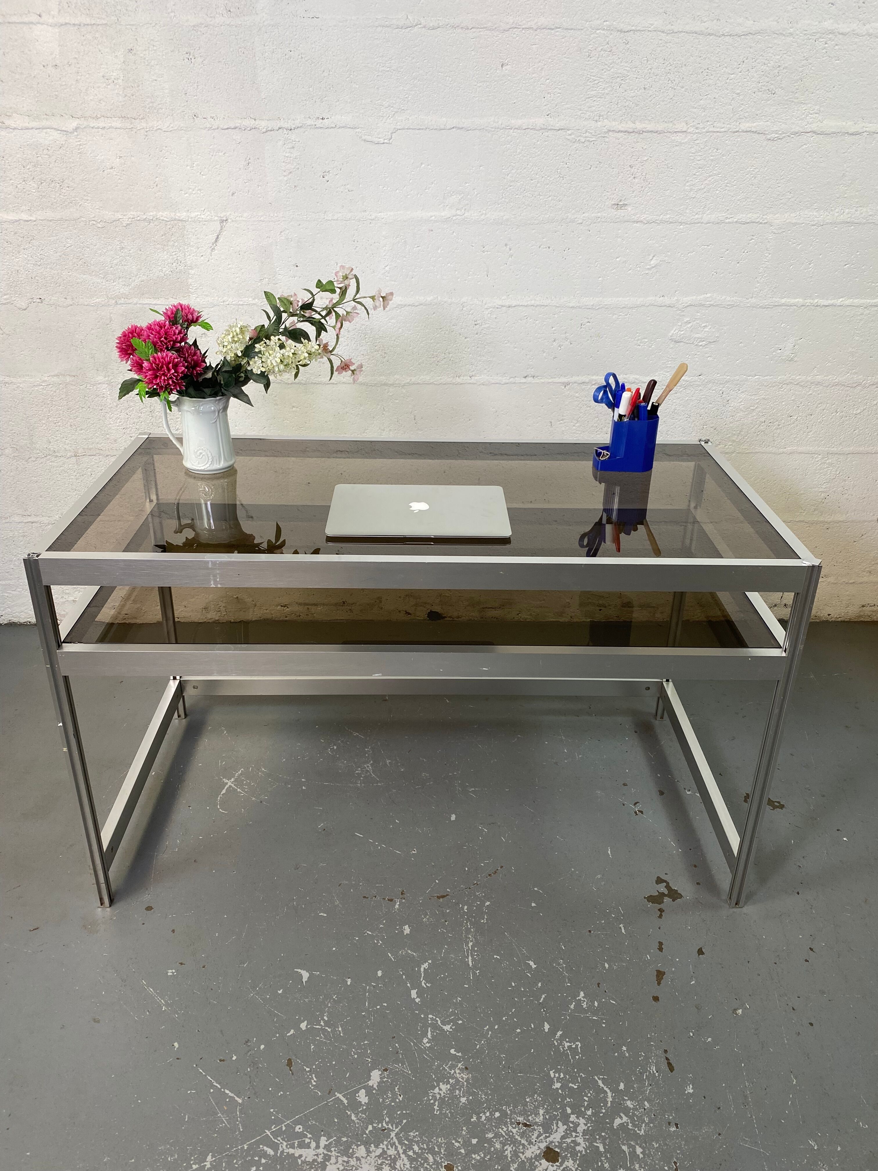 Aluminum and Glass Desk