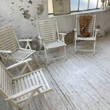 4 white wooden garden chairs