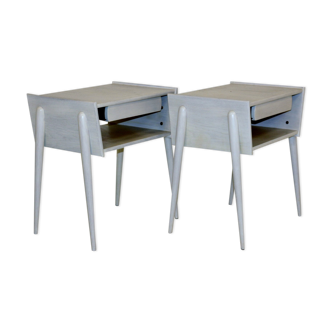 Set of 2 oak bedside tables, Sweden, 1960