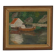 Huile sur toile originale européenne — Maison au bord du lac
