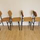 Set of 4 vintage school chairs / retro wooden dining chair with metal base / stol kamnik yugoslavia