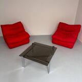 Smoked glass and chrome steel coffee table, Italian design from the 70s