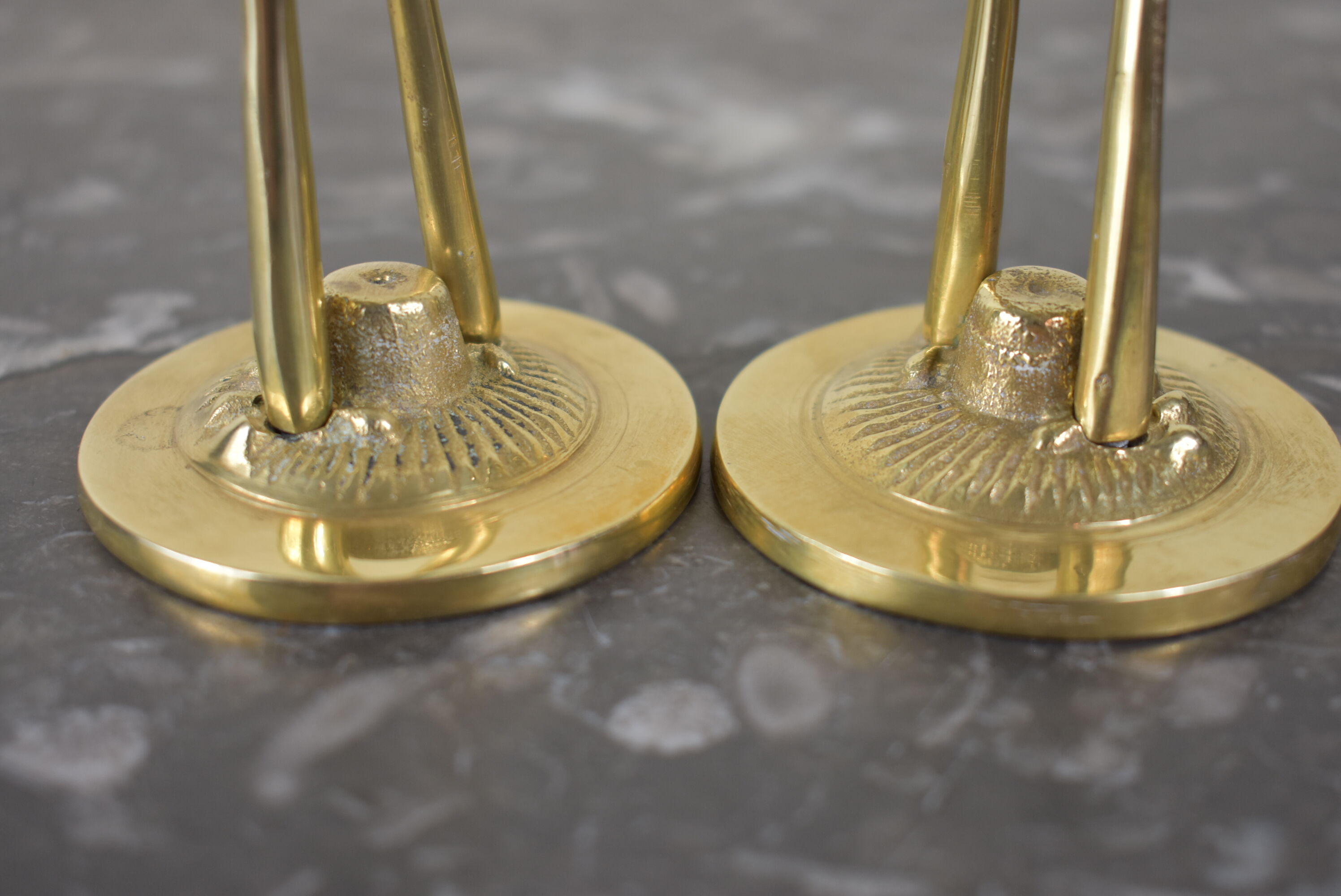 Pair of vintage brass heron