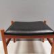 Danish Teak Footstool, Black Skai Leather, 1960s Spøttrup Design