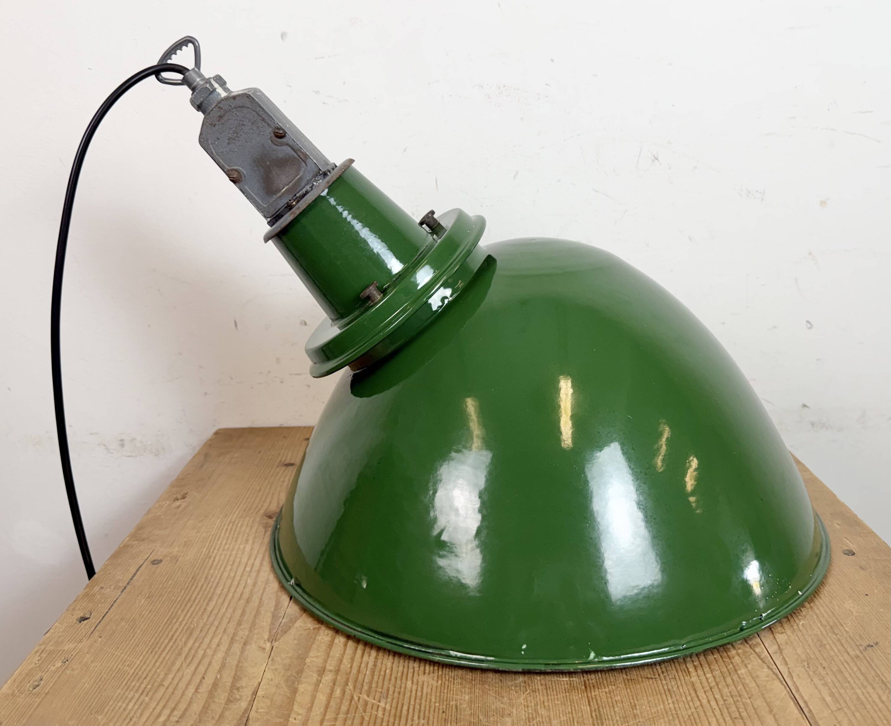 Large Industrial Green Enamel Factory Pendant Lamp from Benjamin, 1960s