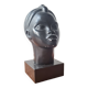 Art deco African woman bust plaster statuette signed Andre C registered