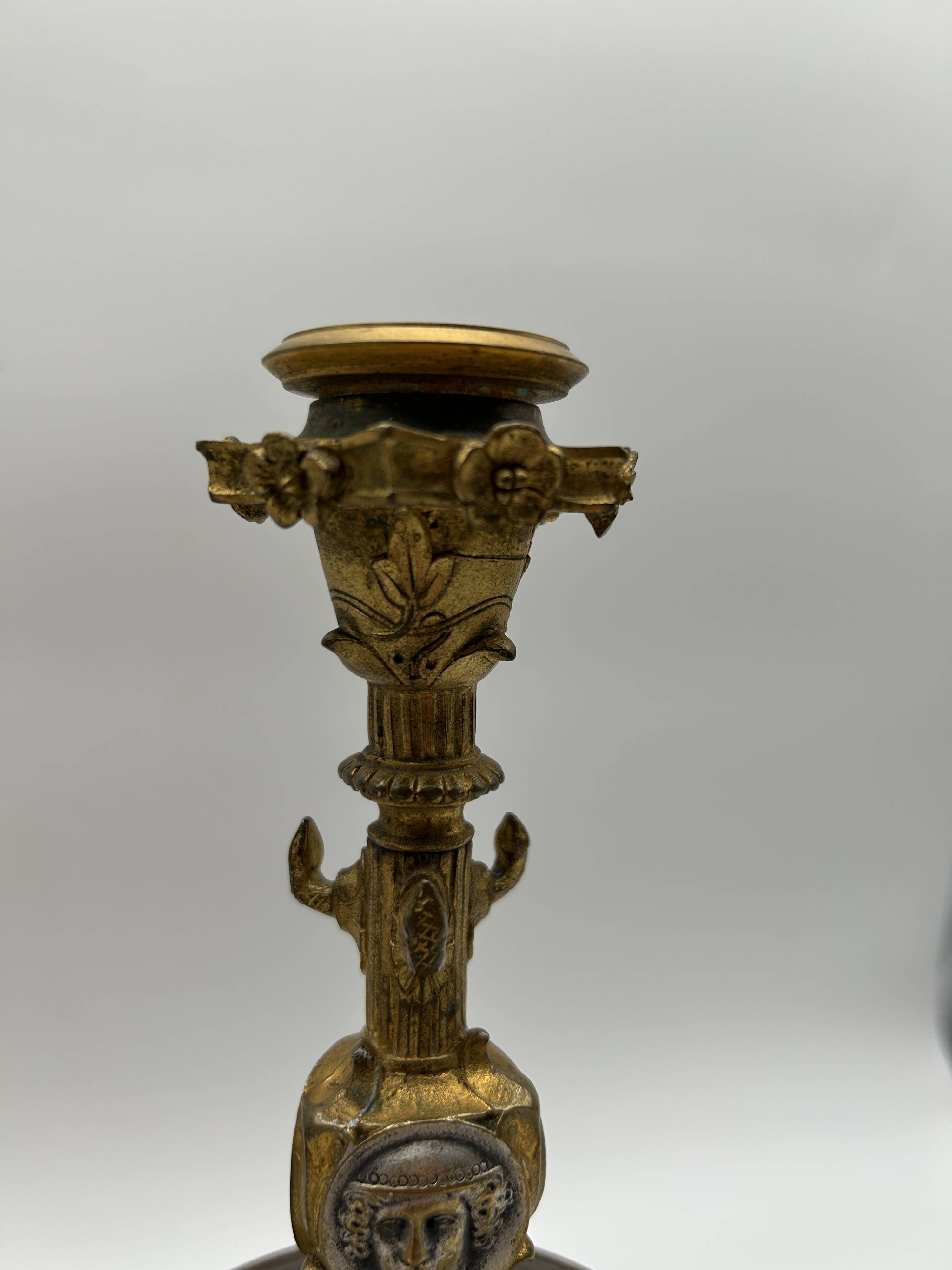 Pair of gilt bronze candlesticks by Cailleux - Barbedienne