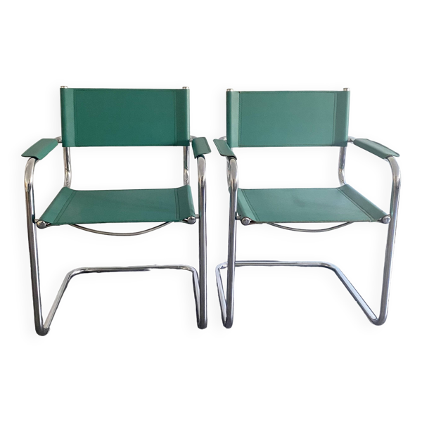 Paire de fauteuils en simili cuir et chrome — Beyit