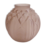 Art Deco ball vase, frosted violet glass