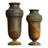 Pair of Art Deco vases in patinated metal