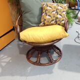 Swivel rattan armchair