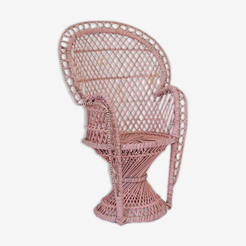 Fauteuil Emmanuelle rose en osier