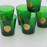 6 water glasses of green colors in very good