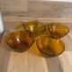 Vintage set of 4 amber brown Duralex bowls and véréco.