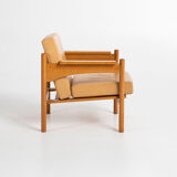 Pair of Oak and Leather Armchairs by Uluv Krasna Jizba, 1960s