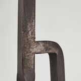 Brutalist candle holder design iron black patina 60s
