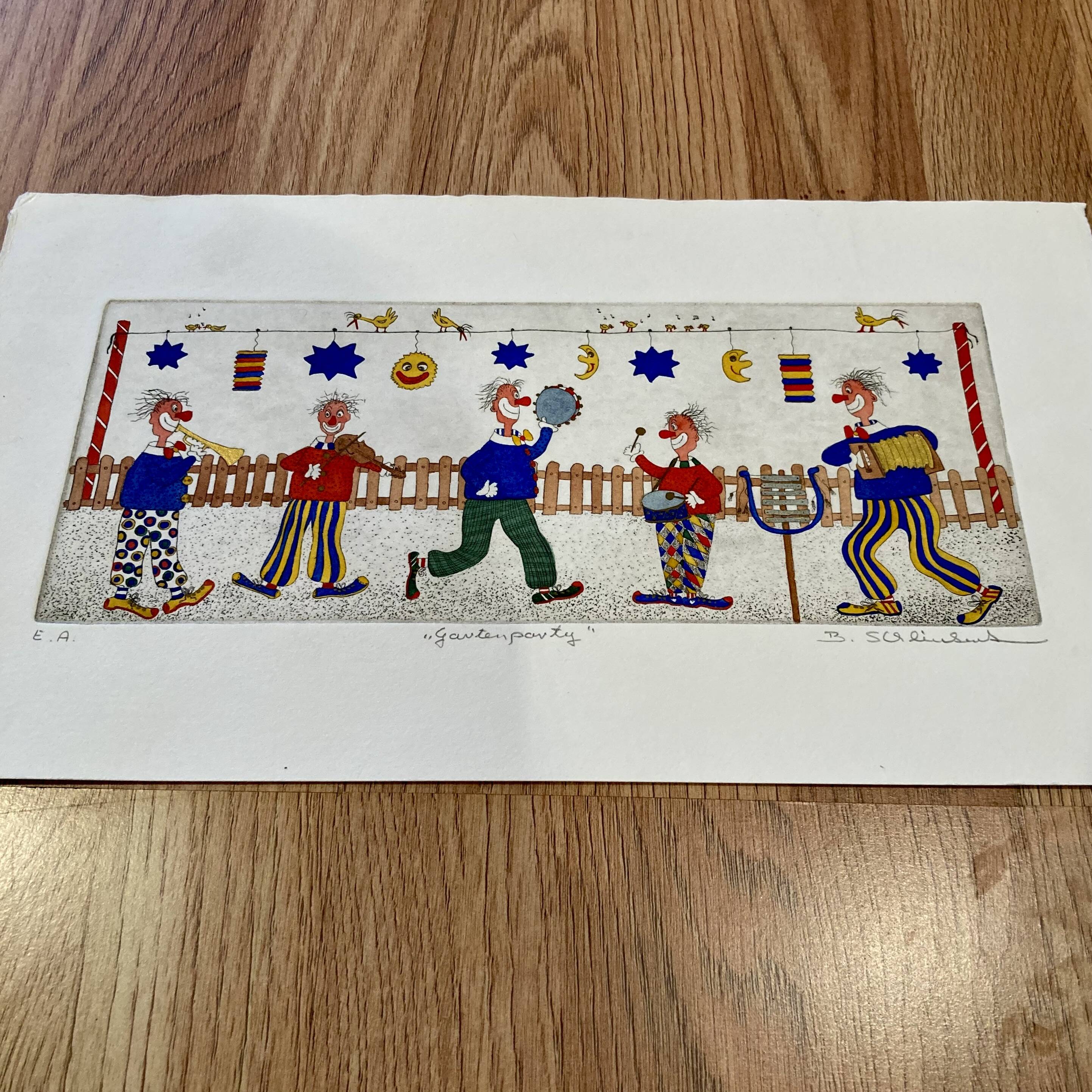 Set of three stamped drawings.