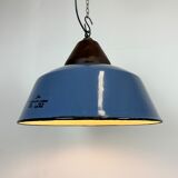 Industrial Blue Enamel and Cast Iron Pendant Light, 1960s