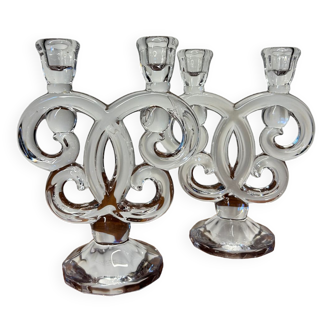 Pair of Vannes crystal candlesticks from the 60s and 70s
