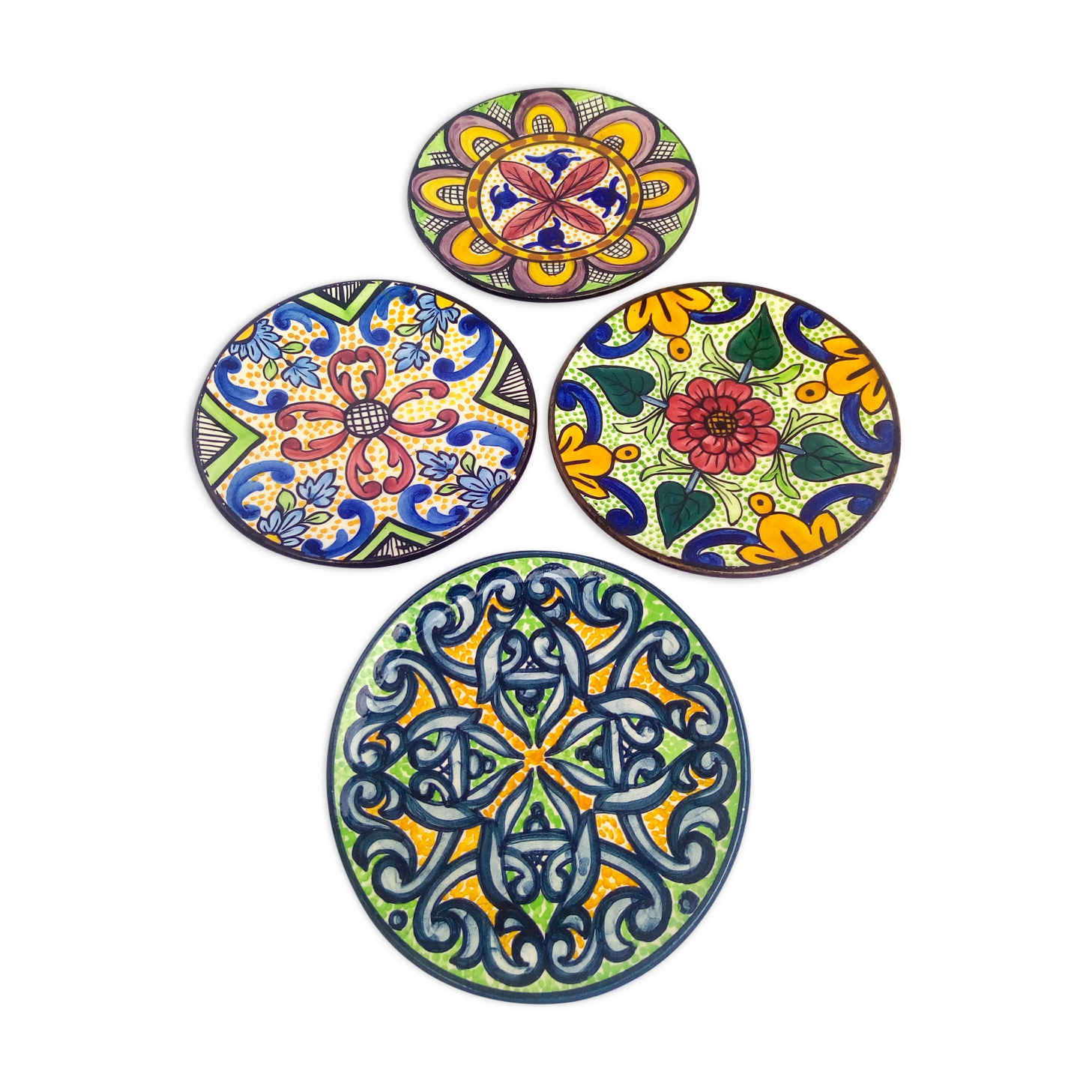 Lot de 4 assiettes espagnoles peintes à la main