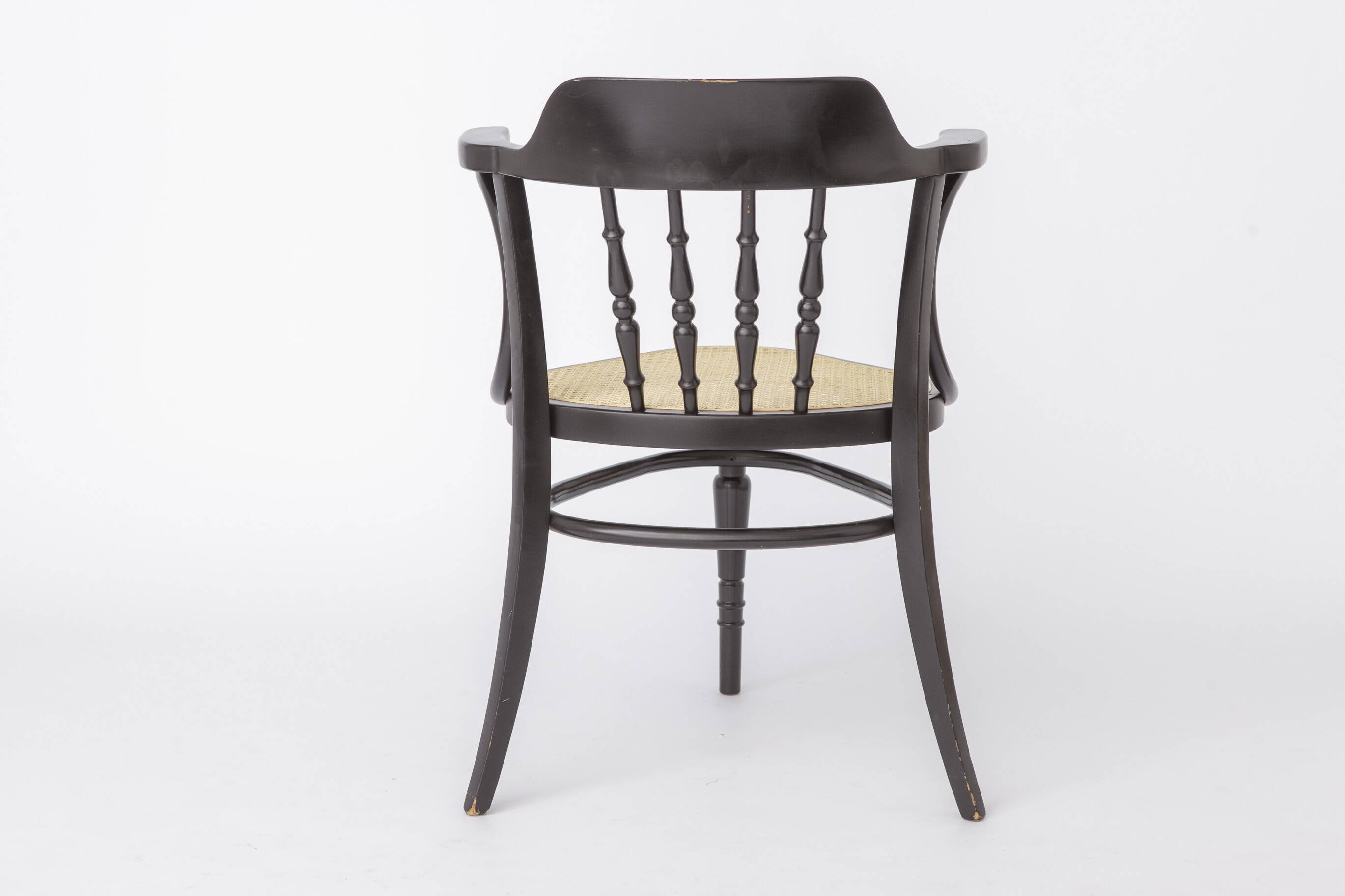 Pair of Bentwood Armchairs, Black Beechwood & Vienna Cane Seats, 1990s