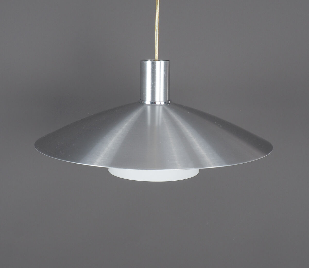 Danish design metal hanging lamp with milk glass, 1980s