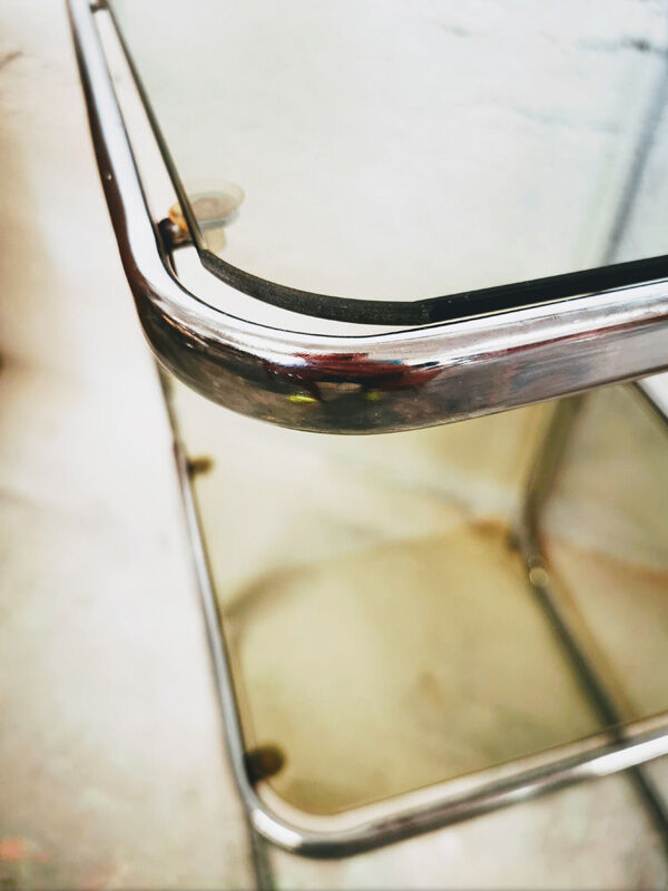 Sellette chrome smoked glass