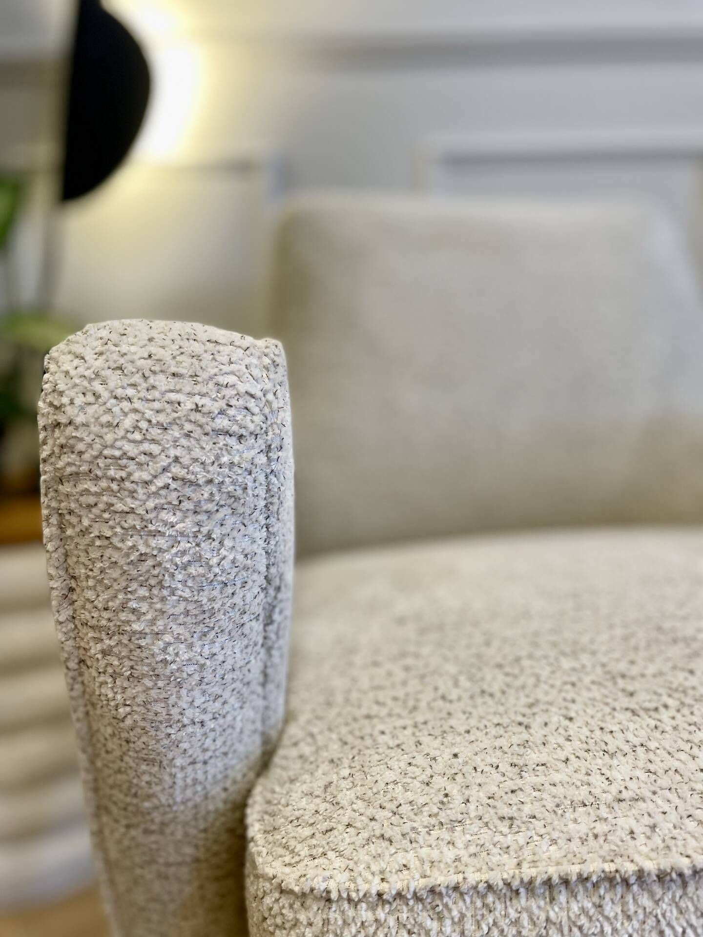 Vintage armchair – Ecru fabric – 1970s