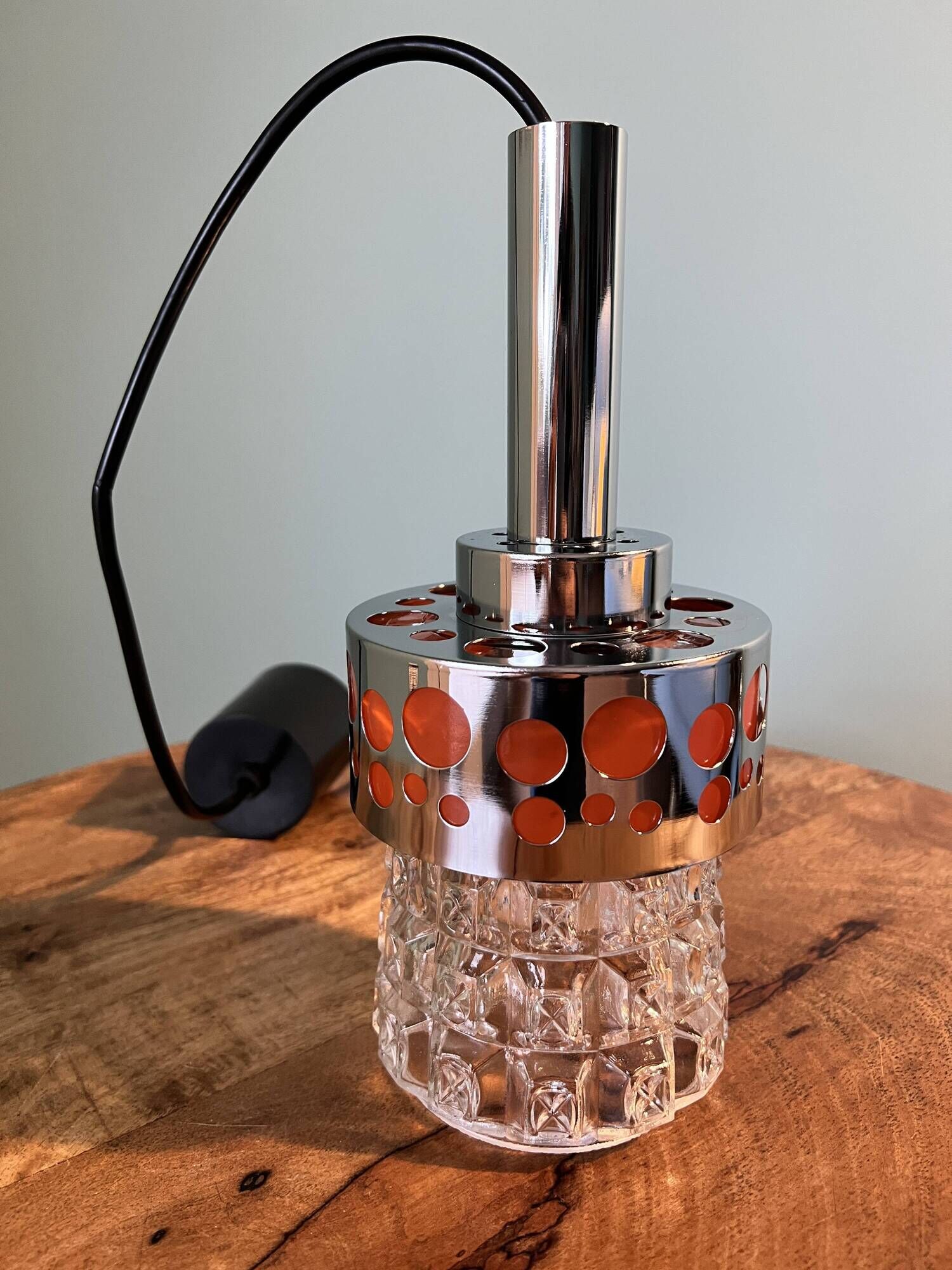 Art deco lamp / glass shade from the 1960s / ceiling pendant lamp for home decor