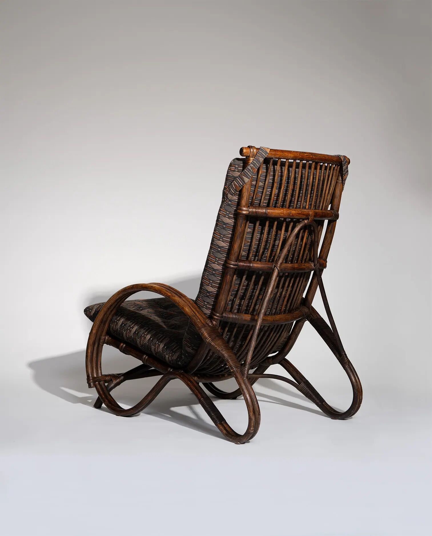 Pair of Sculptural Dutch Rattan Lounge Armchairs, Mid-Century Modern, 1960s