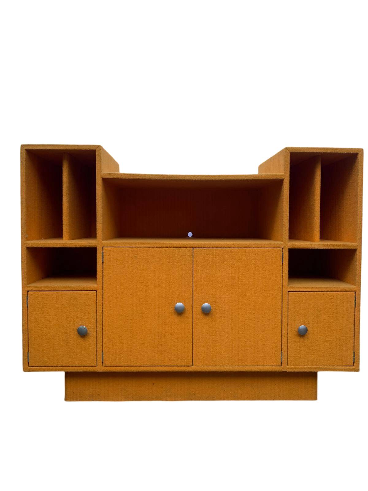 Meuble vinyles en moquette années 70