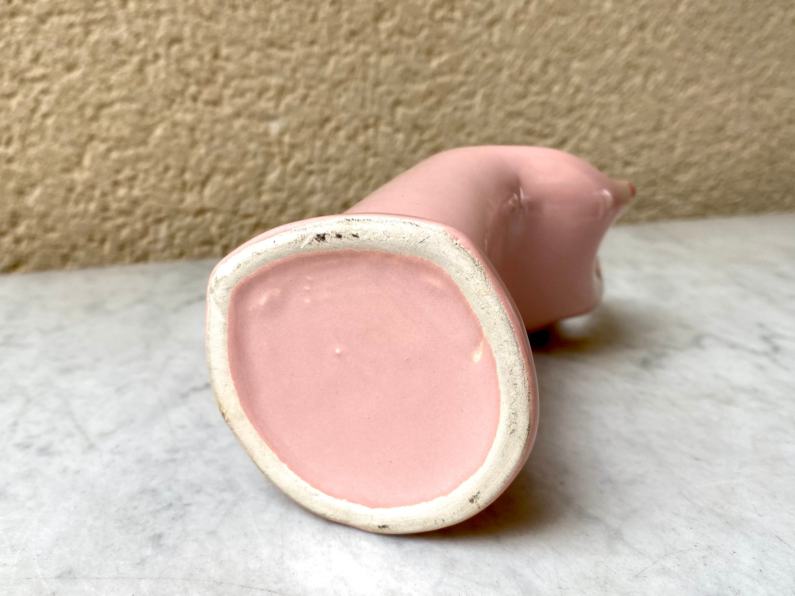 Vase baguier hand ceramic vintage pink 70s