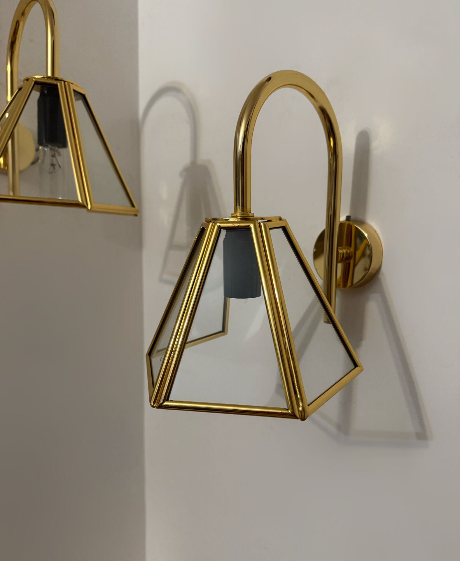 Vintage gold swan neck wall lights