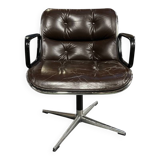 Brown leather office chair KNOLL Charles Pollock